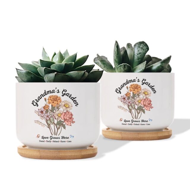 Grandma’s Garden Plant Pot – Custom Birth Month Flowers for Grandma