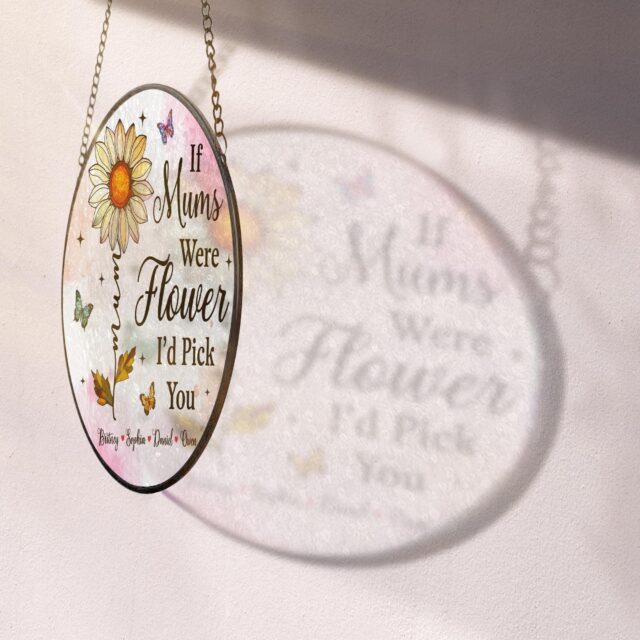 Custom Grandma Stained Glass Suncatcher – Personalized Flower Gift with Grandkids’ Names