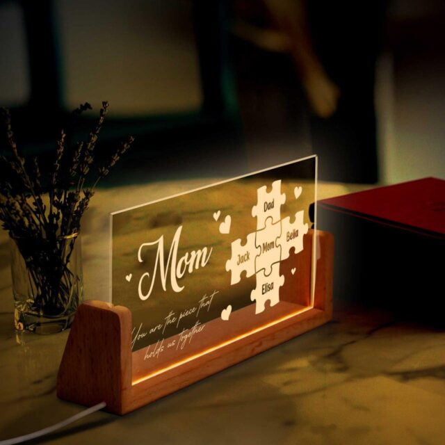 Personalized Mother’s Day Puzzle Photo Night Light – Custom Gift for Mom & Grandma