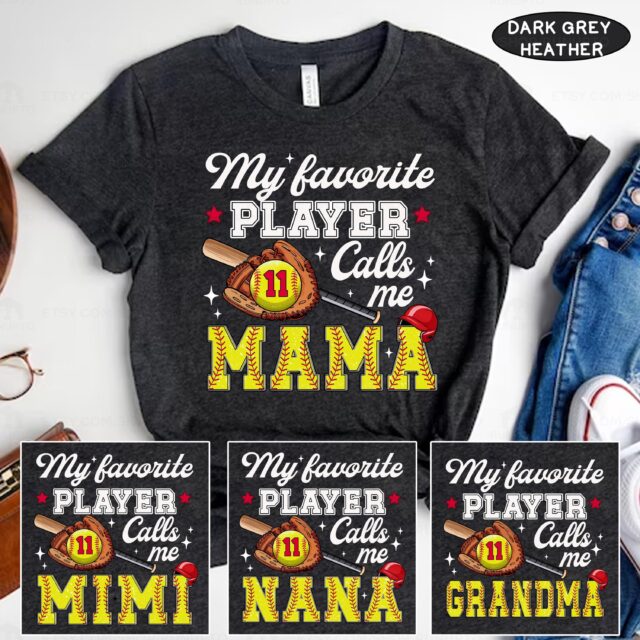 Custom Softball Mom Shirt – My Favorite Players Call Me Mama Tee