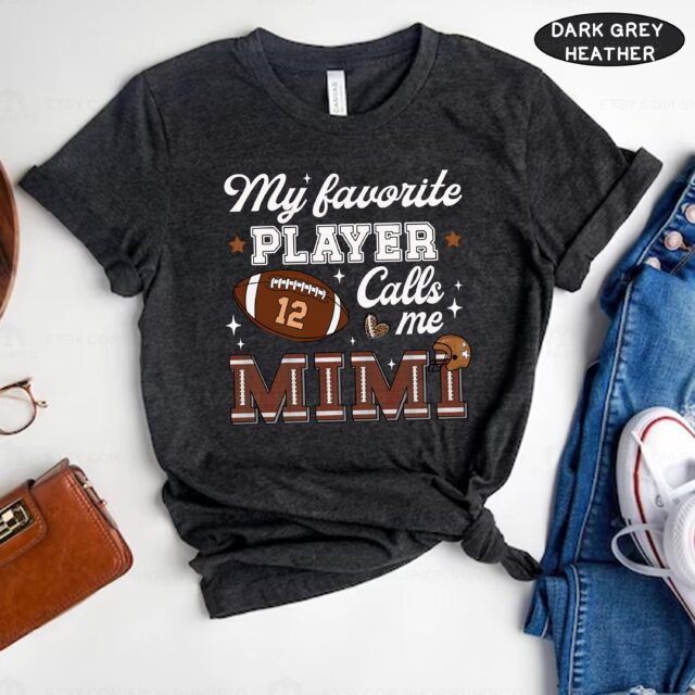 Custom Football Grandma Shirt – My Favorite Player Calls Me Mama Tee