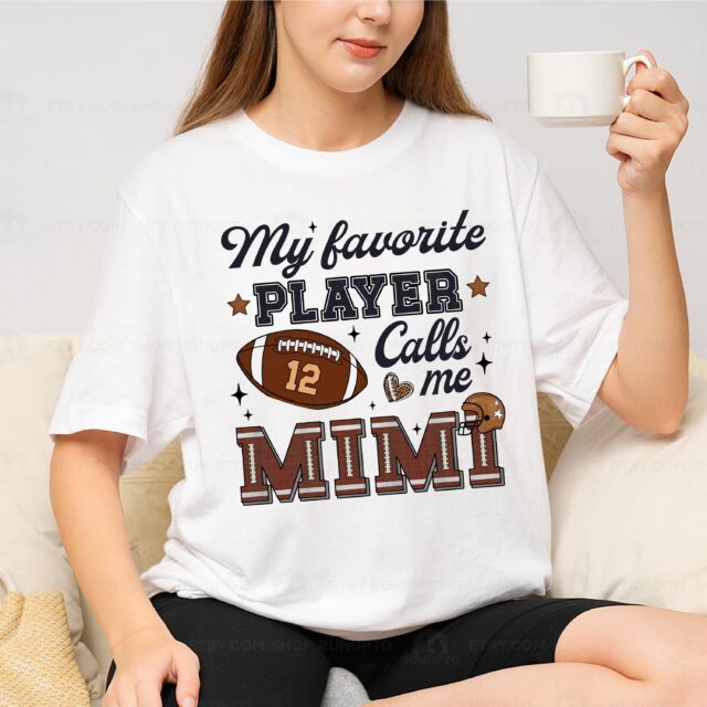 Custom Football Grandma Shirt – My Favorite Player Calls Me Mama Tee