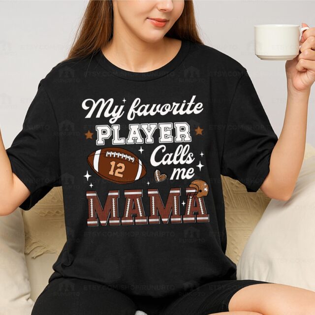 Custom Football Grandma Shirt – My Favorite Player Calls Me Mama Tee