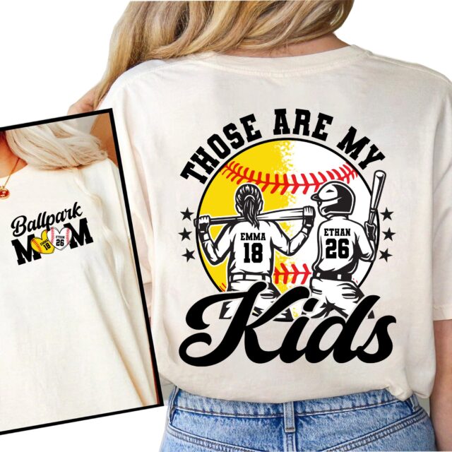 Custom Baseball & Softball Mom Shirt – “Ballpark Mama, Those Are My Kids” Tee