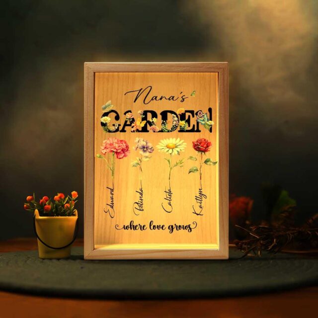 Personalized Grandma’s Garden Night Light Box – Birth Month Flower Gift