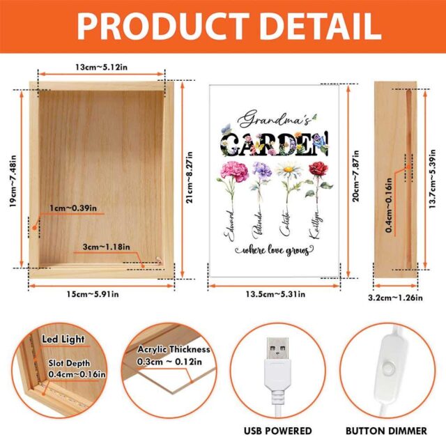 Personalized Grandma’s Garden Night Light Box – Birth Month Flower Gift