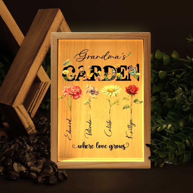 Personalized Grandma’s Garden Night Light Box – Birth Month Flower Gift