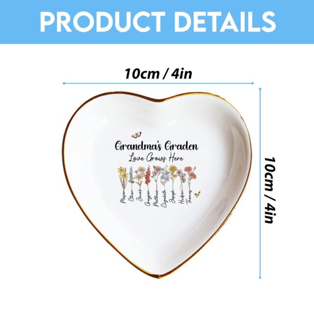 Personalized Grandma’s Garden Jewelry Dish – Custom Birth Month Flower Gift