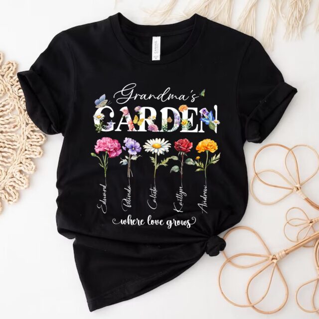 Personalized Grandma’s Garden Shirt – Custom Birth Month Flower Gift for Mom & Nana