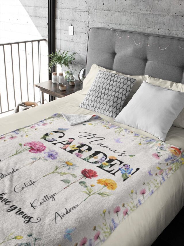 Custom Grandma’s Garden Blanket – Personalized Birth Month Flower Gift