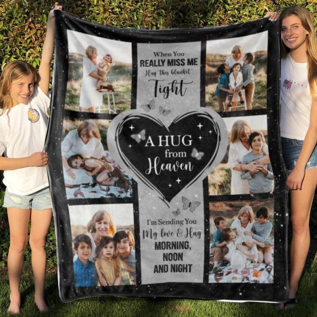 Custom Memorial Grandma Blanket – A Hug from Heaven Remembrance Gift