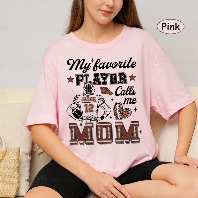 Personalized Football Mom Shirt – Custom Name & Number Sports Tee | Mother’s Day Gift