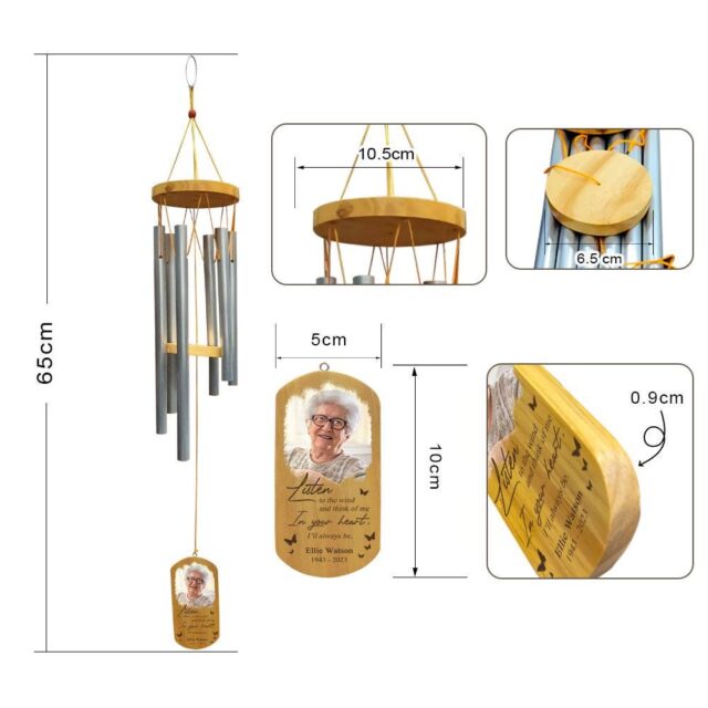 In Loving Memory Wind Chime – Custom Memorial Portrait Gift for Loss