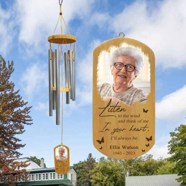 In Loving Memory Wind Chime – Custom Memorial Portrait Gift for Loss