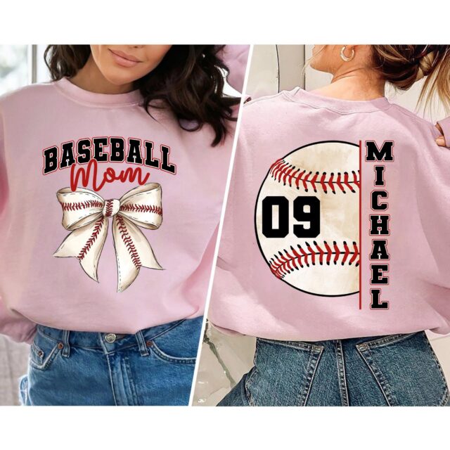 Personalized Baseball Mom Shirt – Custom Name & Number Sports Tee