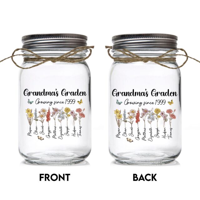 Personalized Grandma’s Garden Night Light – Birth Month Flowers Gift for Grandma & Mom