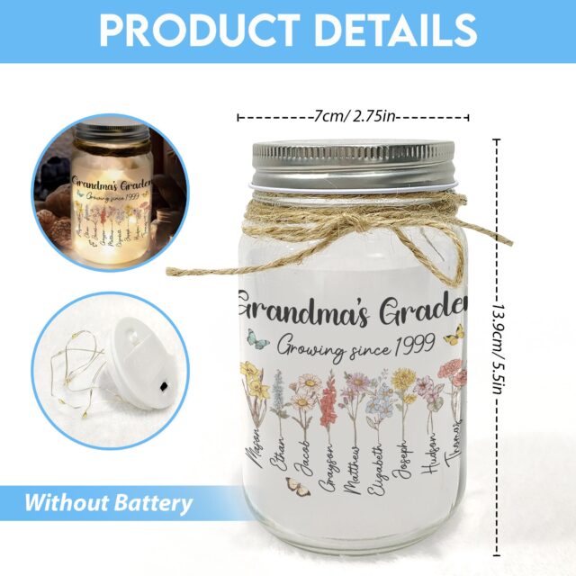 Personalized Grandma’s Garden Night Light – Birth Month Flowers Gift for Grandma & Mom