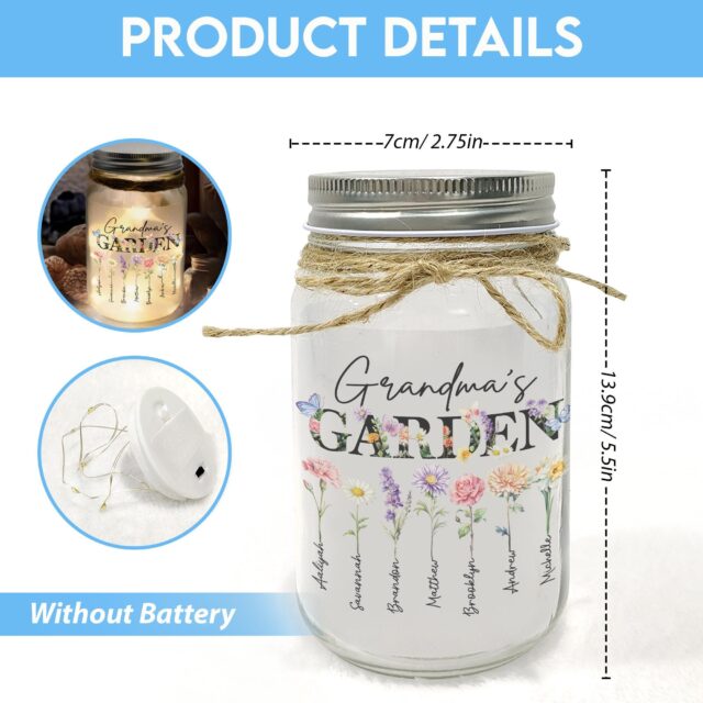Personalized Grandma’s Garden Night Light – Custom Birth Month Flowers Mother’s Day Gift