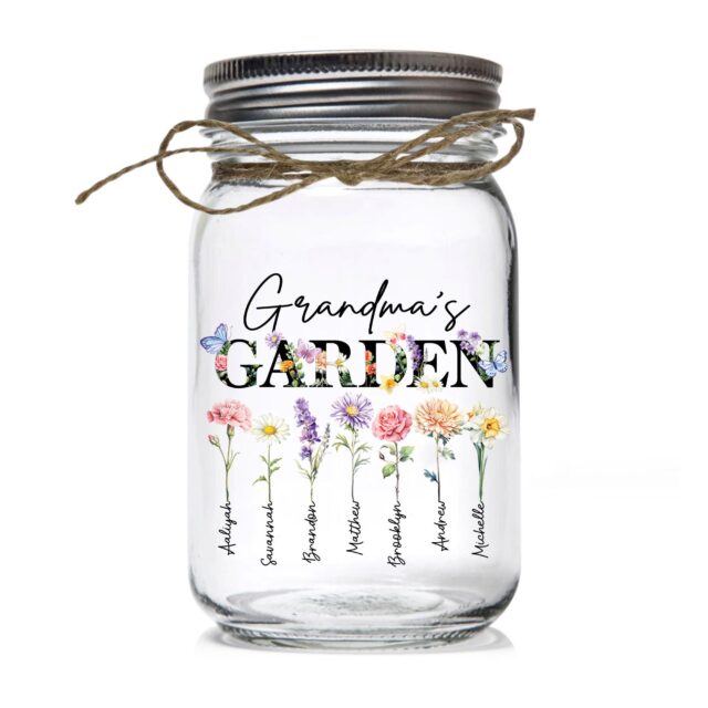 Personalized Grandma’s Garden Night Light – Custom Birth Month Flowers Mother’s Day Gift