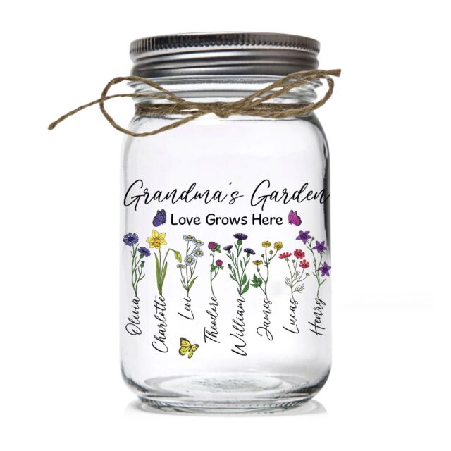 Personalized Grandma’s Garden Night Light – Custom Birth Month Flowers Gift for Mom & Nana