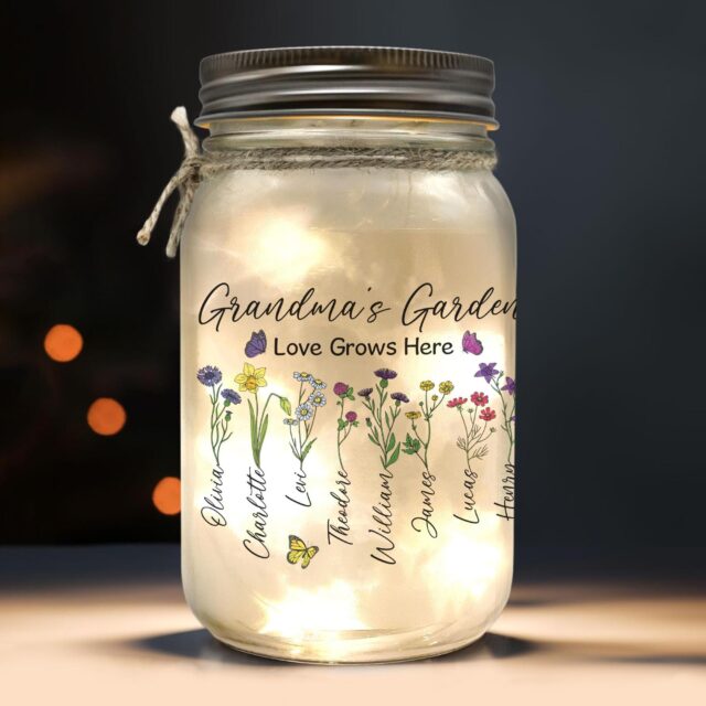Personalized Grandma’s Garden Night Light – Custom Birth Month Flowers Gift for Mom & Nana