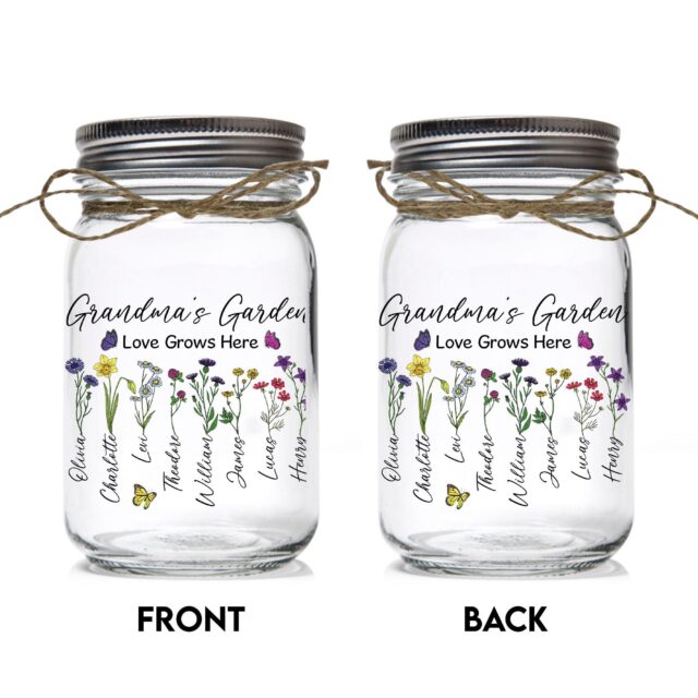 Personalized Grandma’s Garden Night Light – Custom Birth Month Flowers Gift for Mom & Nana