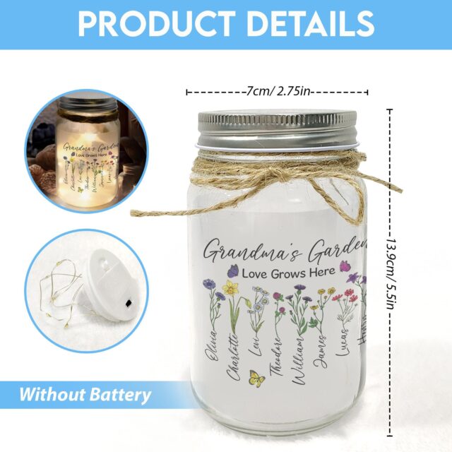 Personalized Grandma’s Garden Night Light – Custom Birth Month Flowers Gift for Mom & Nana
