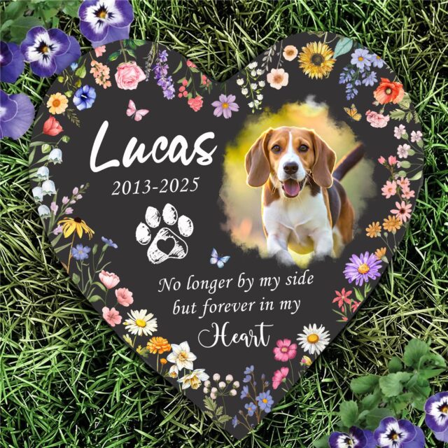 Personalized Pet Memorial Stone – Custom Dog or Cat Memorial Gift with Photo Frame