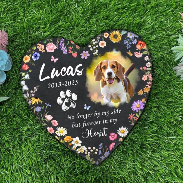 Personalized Pet Memorial Stone – Custom Dog or Cat Memorial Gift with Photo Frame