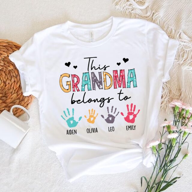Personalized This Grandma Belongs To Shirt – Custom Grandma Shirt with Kids’ Names, Mother’s Day Gift