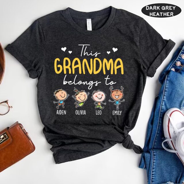 This Grandma Belongs To – Personalized Grandma Shirt with Kids’ Names, Mother’s Day Gift