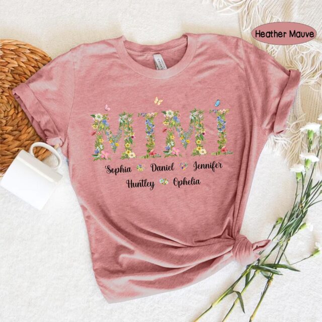 Personalized Floral Grandma Shirt – Custom Grandma Shirt with Grandkid Names, Mother’s Day Gift