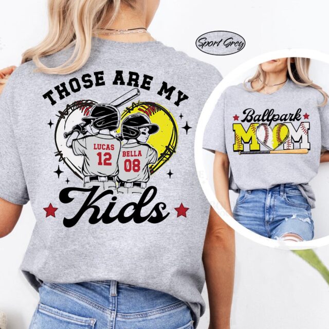 Custom Baseball Softball Mom Shirt – Ballpark Mama Tee, Those Are My Kids, Sports Mom Gift for Mother’s Day