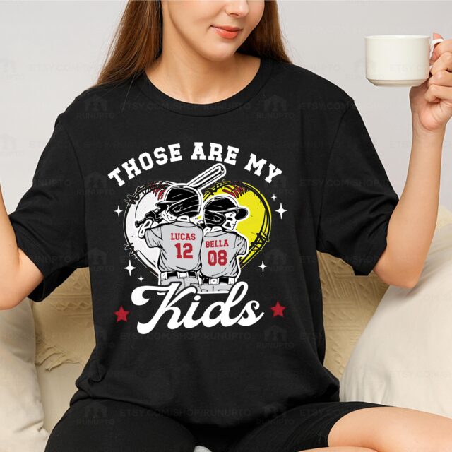 Those Are My Kids Shirt – Personalized Baseball Softball Mom Shirt, Ballpark Mama Tee, Mother’s Day Gift