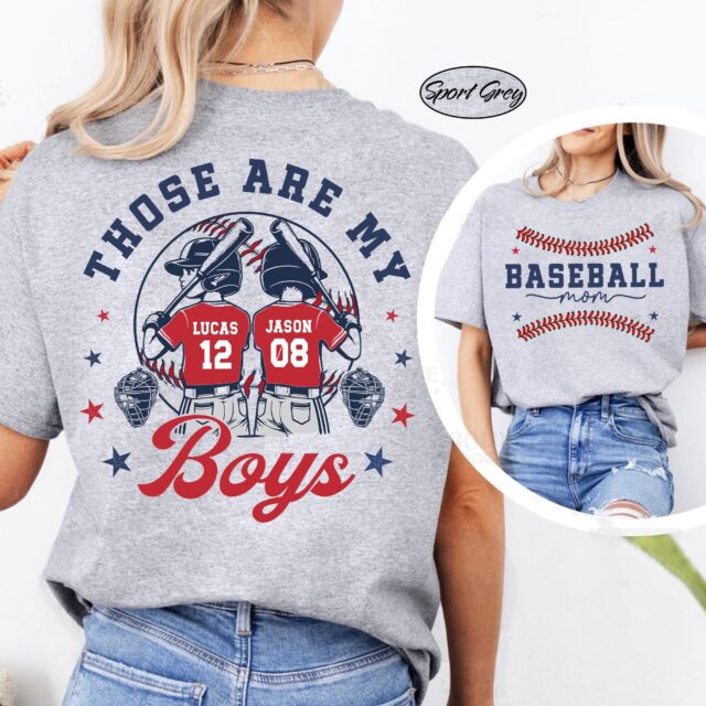 Personalized Baseball Mom Shirt – Custom Name & Number, Those Are My Kids Tee, Mother’s Day Gift