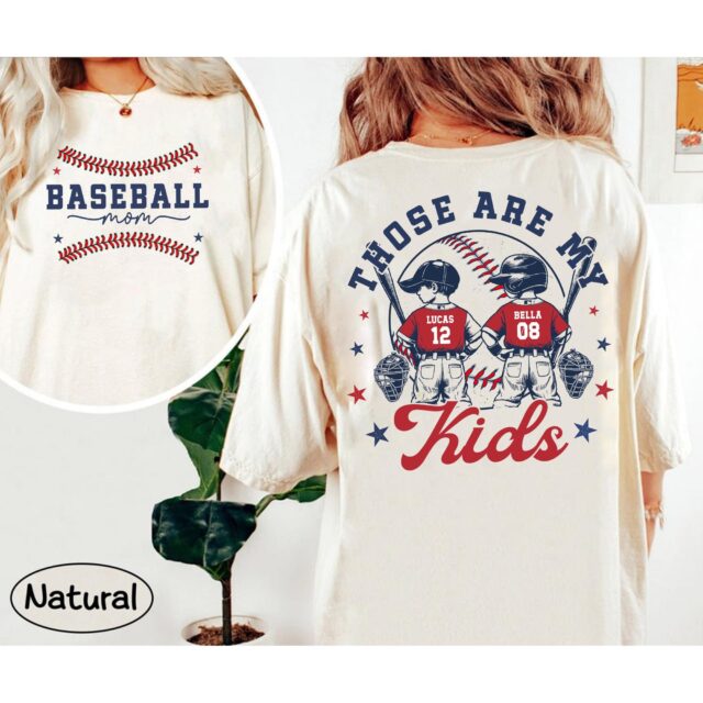 Personalized Baseball Mom Shirt – Custom Name & Number, Those Are My Kids Tee, Mother’s Day Gift
