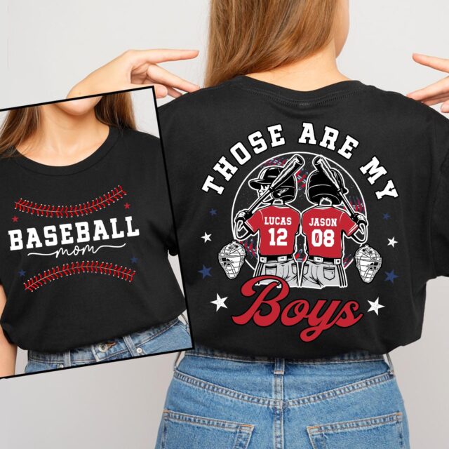 Personalized Baseball Mom Shirt – Custom Name & Number, Those Are My Kids Tee, Mother’s Day Gift