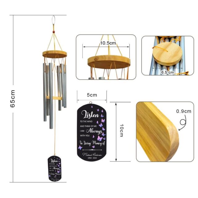 Personalized Memorial Windchimes – In Loving Memory Wind Chime, Bereavement & Sympathy Gift for Loss of Loved One
