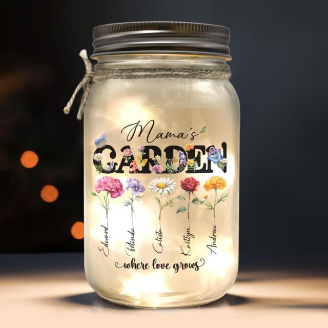 Personalized Grandma’s Garden Night Light – Birth Month Flowers Gift for Mom & Nana