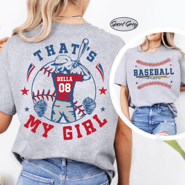 Personalized Baseball Mom Shirt – Custom Name & Number, That’s My Boy/Girl, Sports Mom Gift