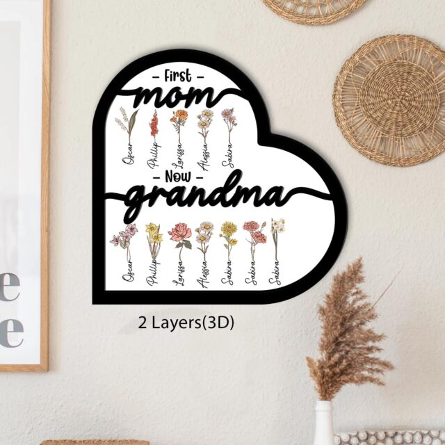 Personalized Grandma’s Garden Wooden Sign – Birth Month Flowers, First Mom Now Grandma Gift, Mother’s Day Gift