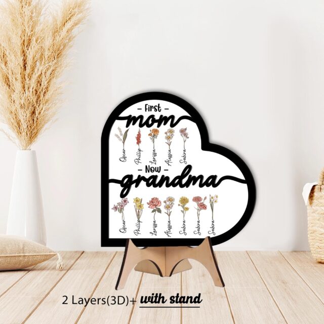 Personalized Grandma’s Garden Wooden Sign – Birth Month Flowers, First Mom Now Grandma Gift, Mother’s Day Gift