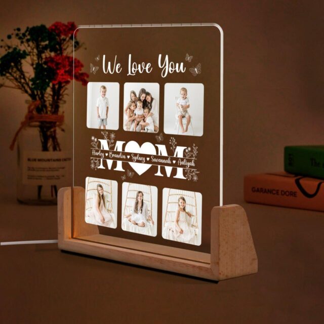 Personalized Mothers Day Photo Night Light Custom Gift for Mom & Grandma