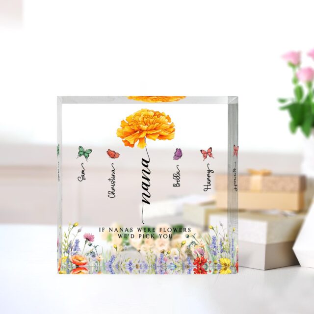 Custom Nana Birth Month Flowers Acrylic Plaque Mothers Day Gift
