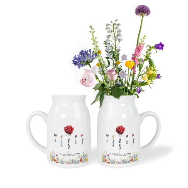 Custom Mothers Day Birth Month Flowers Wildflower Ceramic Vase Gift
