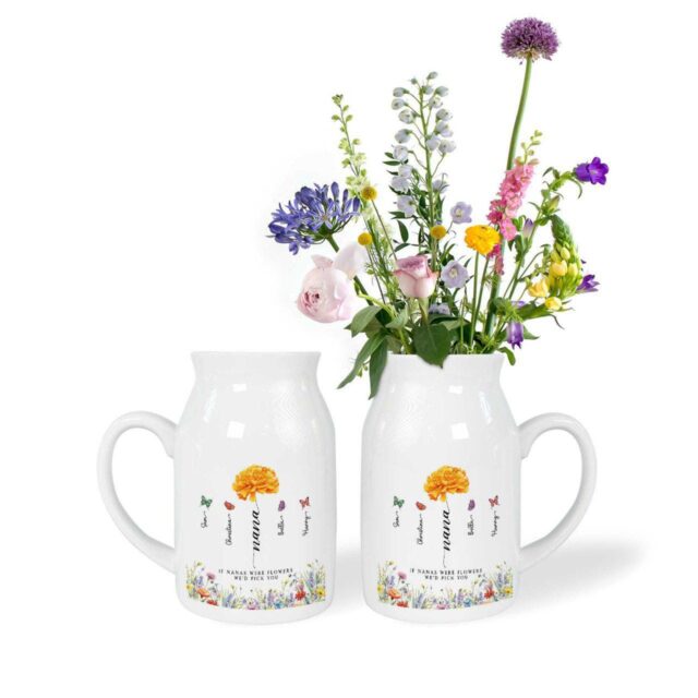 Custom Mothers Day Birth Month Flowers Wildflower Ceramic Vase Gift