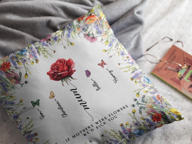 Birth Month Flowers Pillow Custom Mothers Day Gift for Mom & Grandma