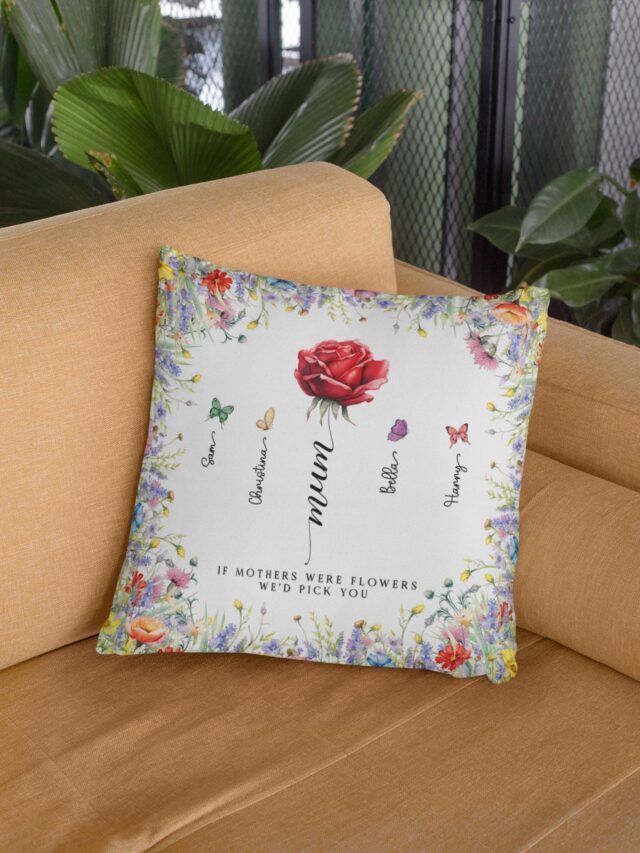 Birth Month Flowers Pillow Custom Mothers Day Gift for Mom & Grandma