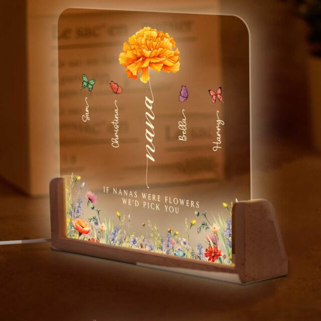 Personalized Nana Birth Month Flowers Night Light Mothers Day Gift