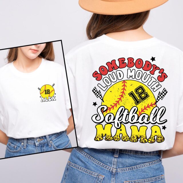 Custom Softball Mom Shirt Loud Mouth Softball Mama Tee